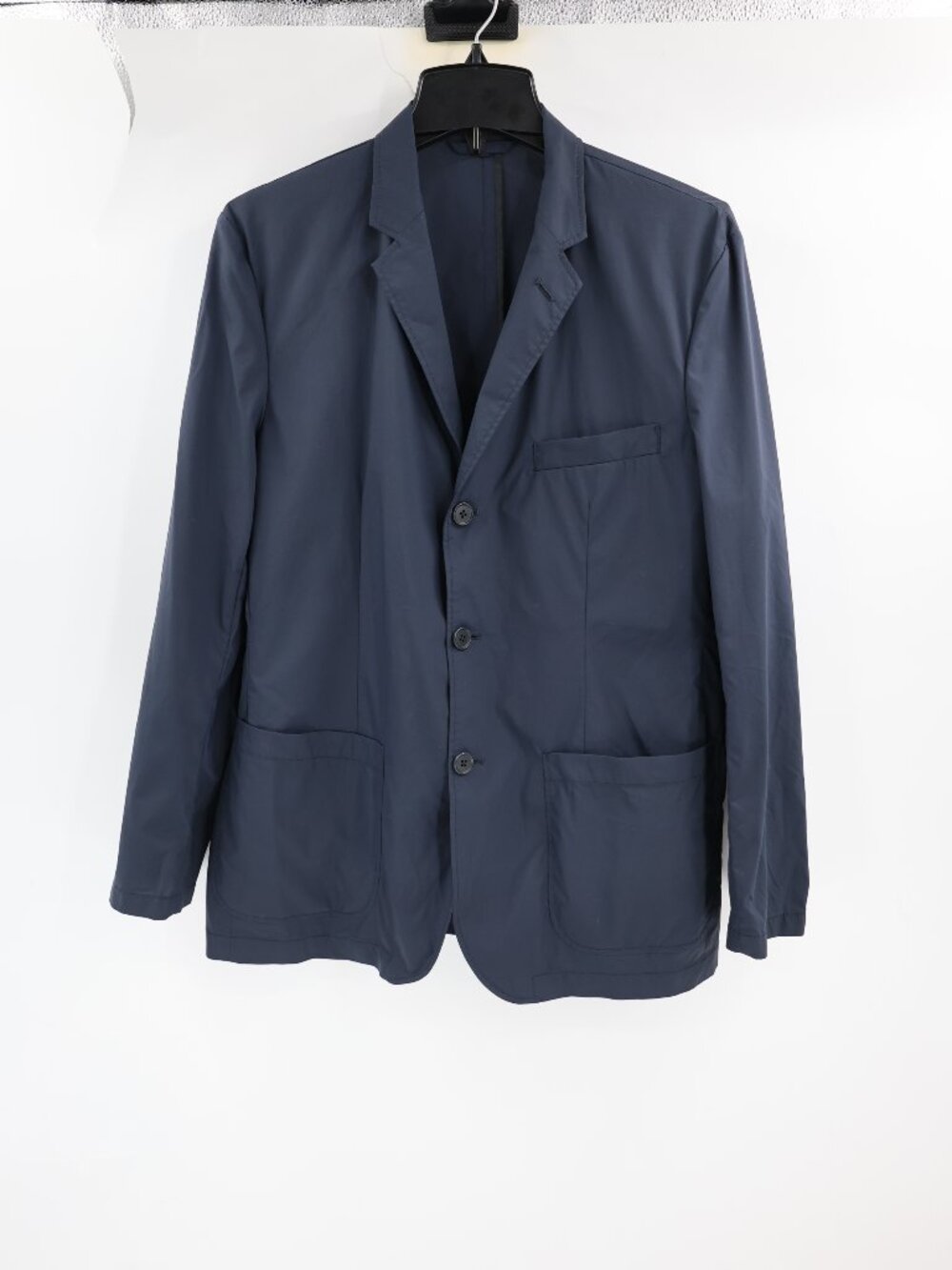 MUJI Blazer Mens Large Stretch Travel Single Breasted Unstructured Jacket Blue